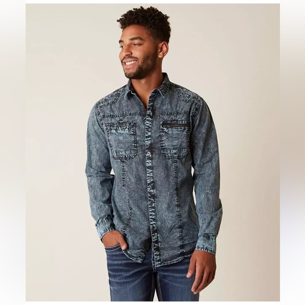 Buckle Black Halton Athletic Fit Denim Button Down Shirt